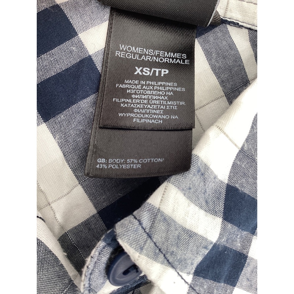 The North Face Womens XS Plaid Button Down Shirt Navy Blue White Long Sleeve - Picture 5 of 11